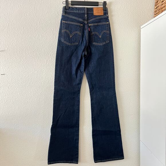 Levis Womens Ribcage Boot Dark Denim Jeans Sz W24 L33 Cowgirl Classic Western - Picture 4 of 14
